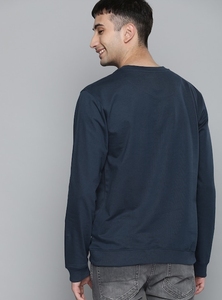 Sudadera de Cuello Redondo Azul Marino para Hombre, Diseño con Bloques de Color, Corte Regular, Tejido de Punto, Informal, para Otoño - Product Image 2