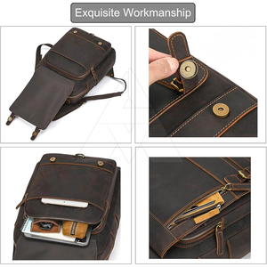 Sac à dos en cuir lavable, dernier design, dos souple, grande capacité, pour voyage, école, bureau, mode, logo personnalisé, OEM, vente en gros - Product Image 3