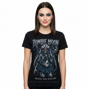Camiseta Gráfica Personalizada de Algodón Pesado con Diseño de Esqueleto de Reina Victoriana Vintage, Estilo Gótico Urbano para Mujer - Product Image 4