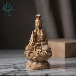 Top Quality <b>Religious</b> Figure Home Decor Wood Handicraft Guan Yin <b>Statue</b> AL-DK0023 Natural Agarwood Sculpture Traditional Design - Product Image 1