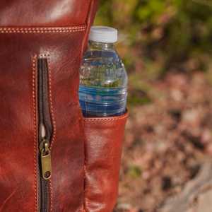 Genuine Leather <b>Roll</b> Top <b>Backpack</b> Mens Business Laptop Bag Cowhide Travel Rucksack with Adjustable Straps LTBP-0059 - Product Image 5