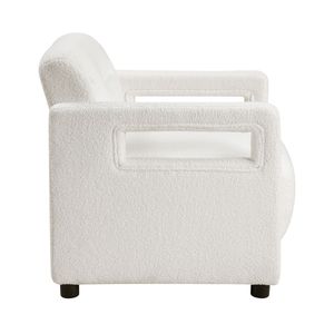 Poltrona di Lusso con Cuscino Beige, Rivestimento in Bouclé, Struttura in Compensato, Sedia d'Accento per Soggiorno - Product Image 4