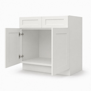 Meuble sous évier de cuisine moderne US Stock, style Shaker, laqué blanc, 24-29,9 pouces, prêt à assembler, charnières en contreplaqué, SB36, pour appartement - Product Image 4