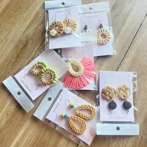 Pendientes de Aro de Ratán Bohemios Hechos a Mano en Vietnam, Bambú Natural Ecológico, Joyería Ligera y Moderna - Product Image 6