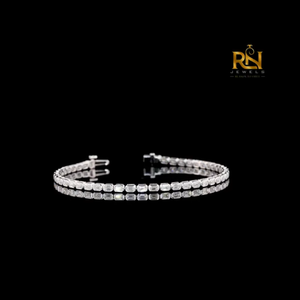 Emerald Cut Lab Grown Diamond Tennis Bracelet Modern Eternity Link Bracelet 9K 14K 18K <b>Solid</b> <b>Gold</b> Fine Jewelry - Product Image 2
