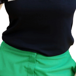 T-shirt en chenille noir, rose et vert pour femme, col rond en coton, imprimé graphique, vêtement décontracté brodé, haut tendance - Product Image 5