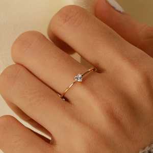9K Solid Gold Moissanite Eternity <b>Signet</b> <b>Ring</b> Minimalist Hallmark Silver <b>Heart</b> Design - Product Image 2