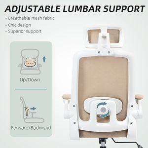Sedia da ufficio direzionale in rete con poggiatesta girevole, braccioli ribaltabili, supporto lombare, movimento fluido, colore kaki - Product Image 5