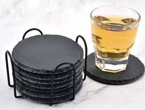 Round Coaster Holder With Black Metal <b>Frame</b> Yellow <b>Pink</b> Blue Coasters Kitchen Storage Rack Desktop Organizer - Product Image 4