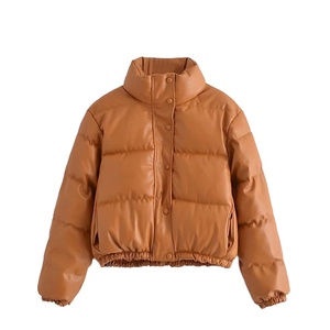 Veste courte à carreaux d'hiver 2025 pour femmes manteau élégant coupe-vent et fermeture à glissière avec col montant chaud rempli de Polyester - Product Image 5