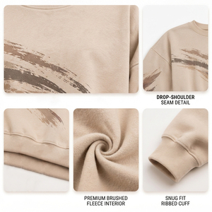 Sweat-shirt imprimé oversize pour femme, col rond, coupe courte, en molleton bouclette, vêtement d'hiver pour femme, coupe ample - Product Image 6