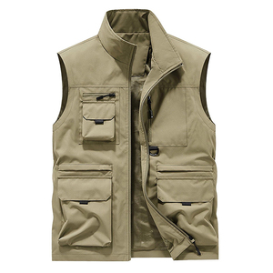 Custom Logo Men's Multi-Pocket Outdoor Tactical Vest Zipper <b>Stand</b> Collar Fishing Photography <b>Work</b> Vest Wholesale OEM Multi Color - Product Image 6