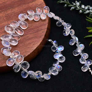 Bracelet-collier en pierre de lune arc-en-ciel naturelle de qualité supérieure, fait main, facetté, forme poire, pierre précieuse blanche, 8 pouces, pour la fabrication de bijoux - Product Image 2