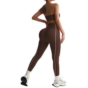 Custom Private <b>Label</b> Gym Wear Sublimation Printed V Neck Workout Set Low MOQ OEM Factory Customized 2 Piece Women Yoga Set - Product Image 3