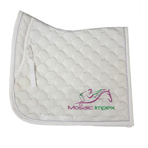 Meilleure vente de haute qualité blanc Satin matelassé tapis de selle anglais Western équitation conception personnalisée mosaïque Impex Sialkot coton - Product Image 1