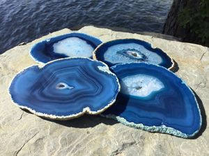 Blue Dyed <b>Agate</b> Stone <b>Coaster</b> Slab Gemstone Drink <b>Coaster</b> Customized Table Decoration - Product Image 5