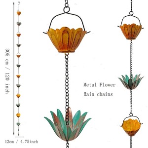 Chaîne de récupération d'eau de pluie en métal tendance pour extérieur avec design de coupelle suspendue - Product Image 2