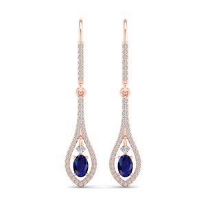REYES New Arrival 925 Sterling <b>Silver</b> Oval Cut 1Ct Blue Sapphire Gemstone Earrings Exquisite GRA Certified Moissanite Jewelry - Product Image 2