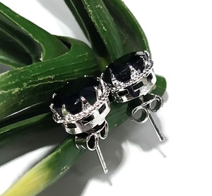 Boucles d'oreilles pendantes en onyx noir naturel, pierre précieuse, argent sterling 925, design couronne, pour femme, bijoux gothiques vintage, cadeau - Product Image 5