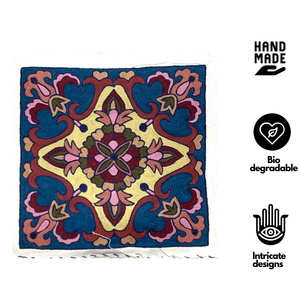 Funda de cojín ecológica de lana Aari de Cachemira, 16x16, hecha a mano, de algodón, decorativa, diseño sostenible premium. - Product Image 2