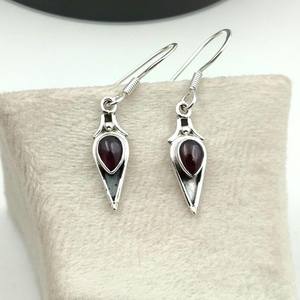 Pendientes Colgantes de Plata de Ley con Granate, Hechos a Mano, Estilo Boho, con Gema Roja, Elegantes, Regalo de Joyería para Mujer - Product Image 6