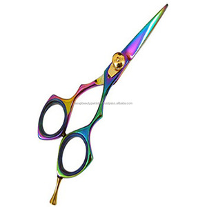 Ciseaux de coiffure professionnels en acier inoxydable arc-en-ciel, durables, à long manche, pointe affûtée, pour droitiers, usage en salon, livraison rapide - Product Image 1