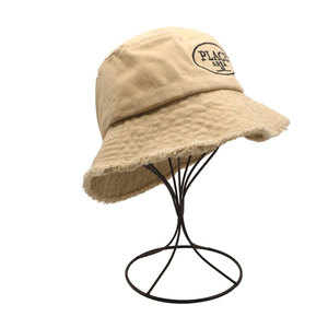 Chapeau Bob Brodé en Toile de Coton Unisexe Décontracté Printemps-Été Beige Noir 56-58CM - Product Image 3