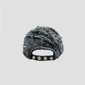 Distressed Denim Baseball Cap Unisex Adjustable Snapback 6-Panel Punk Style Casual Wear - Product Image 6