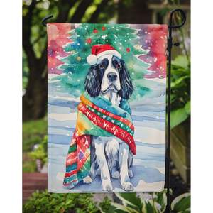 Drapeau de jardin de Noël Springer Spaniel anglais Boîte aux lettres multicolore Bannière décorative de cour pour patio Oeuvre d'art pour cour Panneau de pelouse - Product Image 3