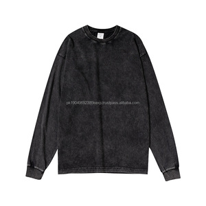 เสื้อยืดผู้ชายผ้าฝ้ายแขนยาวซักด้วยกรดเสื้อคอกลมออกแบบได้100% - Product Image 4