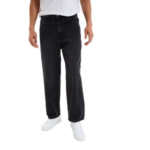 Men’s Black Cotton Denim Baggy Jeans Loose Fit Streetwear 5 Pocket Vintage Style Casual Hip Hop Fashion <b>Pants</b> Trendy - Product Image 6