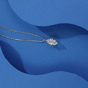 Collier pendentif en diamant taille marquise pour femme, or blanc 14 carats, solitaire minimaliste, certifié IGI, bijoux fins - Product Image 2