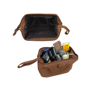 Leather Toiletry Bag Rectangle Double Tier Durable Classic Style for Bathroom Use - Product Image 3