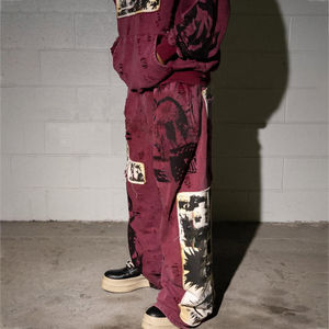 Ropa Deportiva al por Mayor para Hombre, 100% Algodón de Alto Gramaje, con Logotipo Personalizado Impreso, 'Powder Puff', Cremallera Completa, Transpirable, Diseño de Cintura Alta - Product Image 3