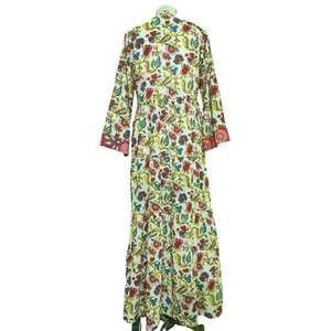 Robe longue maxi vert floral pour femme, manches longues, style vintage bohème, coupe ample, décontractée, pour l'été, vente en gros - Product Image 3
