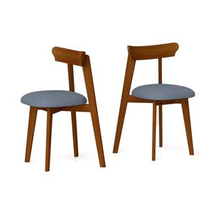 Chaises de salle à manger modernes du milieu du siècle, chaises de cuisine avec siège rembourré confortable et structure élégante en bois de caoutchouc - Product Image 1