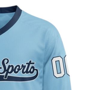 Men <b>Light</b> Blue Sublimated Ice Hockey V <b>Neck</b> Striped Jersey Polyester Sports Shirt Athletic Team Uniform Performance Wear - Product Image 4