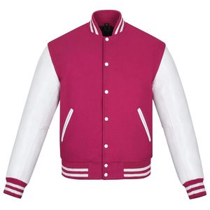 Chaquetas Varsity Letterman de Alta Calidad, Cuerpo de Lana, Mangas de Cuero Genuino, Cierre Frontal, Impermeables, Ropa de Invierno Elegante y Moderna para Hombre - Product Image 1