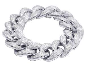 Classic 925 Silver Chain Link <b>Bracelet</b> Bezel Set With Clear Stones Unisex Everyday Wear Jewelry - Product Image 3