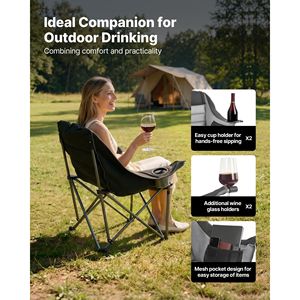 Sedia da Campeggio Robusta e Sovradimensionata, Capacità 450 Libbre, Sedia Pieghevole Imbottita Portatile con Doppi Portabicchieri e Porta Calice, in Tessuto Oxford - Product Image 5