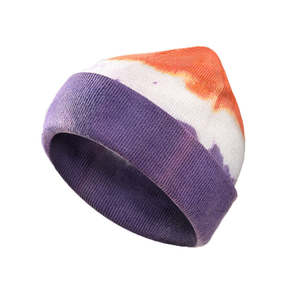 Warm Winter Cuff Hats Design Multicolor Acrylic Knitted Fisherman Beanie Sport Tie Dye Beanie <b>Cap</b> for Women <b>Men</b> - Product Image 1