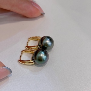 Advanced New 11-12mm Micro Flaw S925 Pure <b>Silver</b> 11-12mm Micro Flaw Matching Color Blocked French Natural Gold <b>Pearl</b> <b>Earrings</b> - Product Image 2