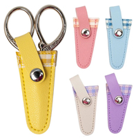 Étui de protection pour ciseaux à broder en cuir PU coloré, petit étui de protection vintage pour ciseaux pointus et tranchants