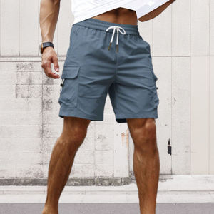 Shorts cargo gris pour homme, taille mi-haute, cordon de serrage, séchage rapide, légers, décontractés, avec poches - Product Image 6