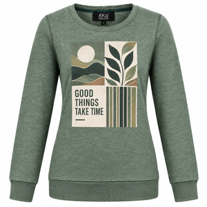 Oversized <b>V</b>-<b>neck</b> Full Sleeve 100% Cotton Fleece Eco-Friendly <b>Women's</b> <b>Sweatshirt</b> - Product Image 1