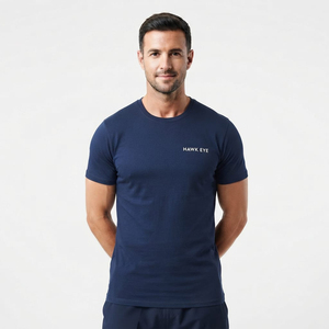 T-shirt Homme Luxe Qualité Supérieure Coupe Slim Tendance Bleu Marine Ajusté Personnalisé Nouveau Design Col Rond Vente en Gros - Product Image 2