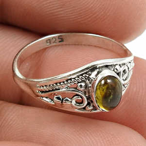 Natural Yellow Tourmaline Gemstone <b>Solitaire</b> Boho <b>Ring</b> Crafted From 925 Sterling <b>Silver</b> Pretty <b>Silver</b> <b>Rings</b> For Girls & Women - Product Image 3