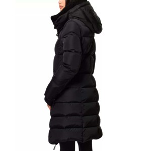 Women's Long Puffer Jacket <b>Hooded</b> Faux <b>Fur</b> Collar Quilted Down <b>Coat</b> Windproof Winter Outerwear <b>Black</b> - Product Image 5