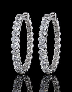 Pendientes de Aro con Diamantes Cultivados en Laboratorio de Corte Oval Vintage, Oro de 10K, 14K, 18K, Plata 925, 935, Regalo de Compromiso y Boda - Product Image 3