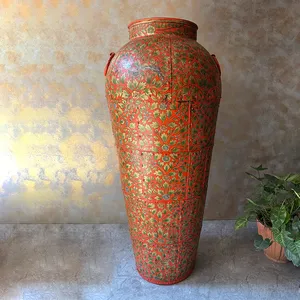 Grand pot de fleurs en fer peint de style rustique vintage, vase décoratif pour balcon, chambre, salon, jardin, décoration intérieure - Product Image 3